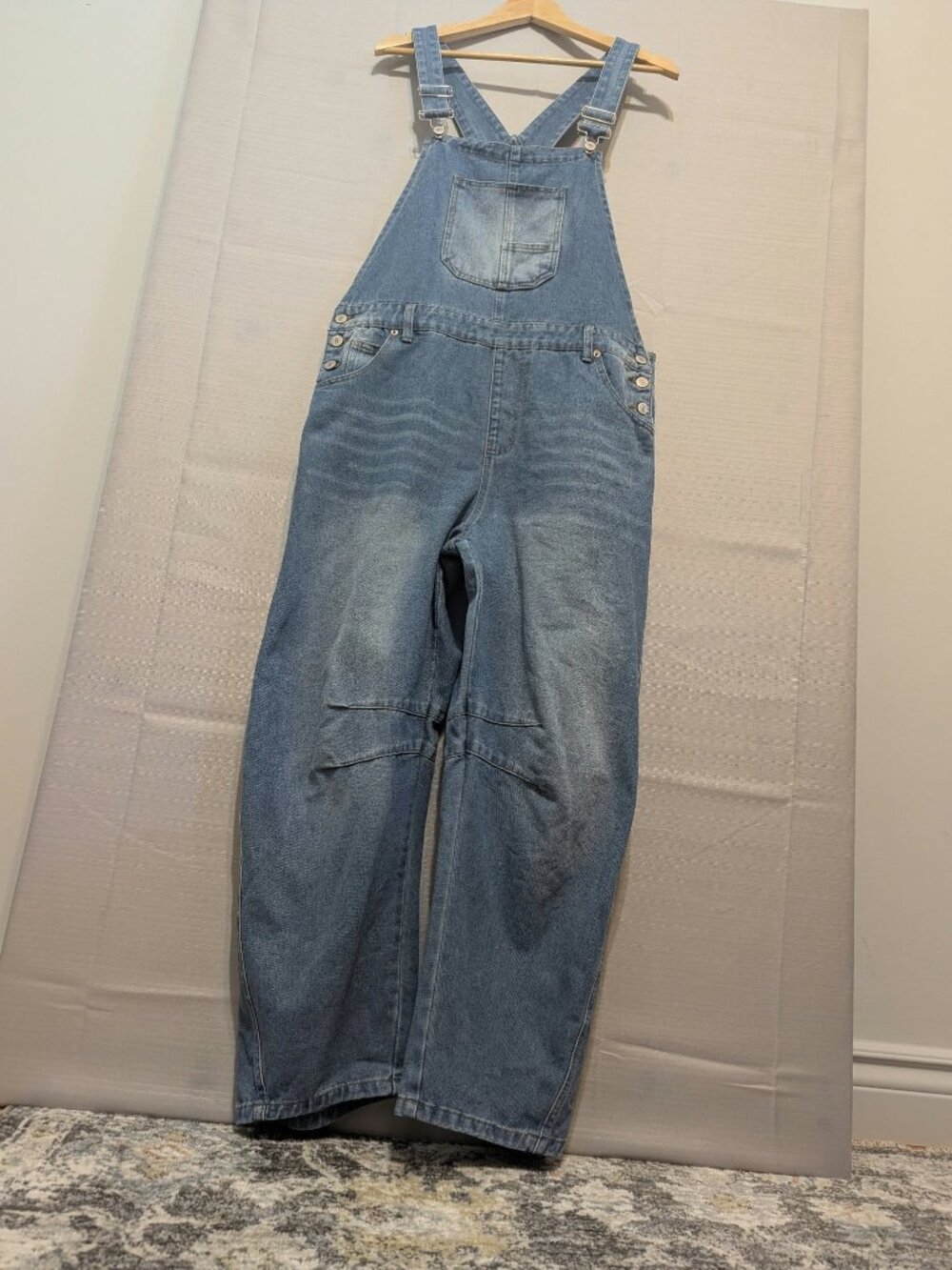 Chartou Baggy Denim Bib Baggy Barrel Y2K style Overalls Jeans XL